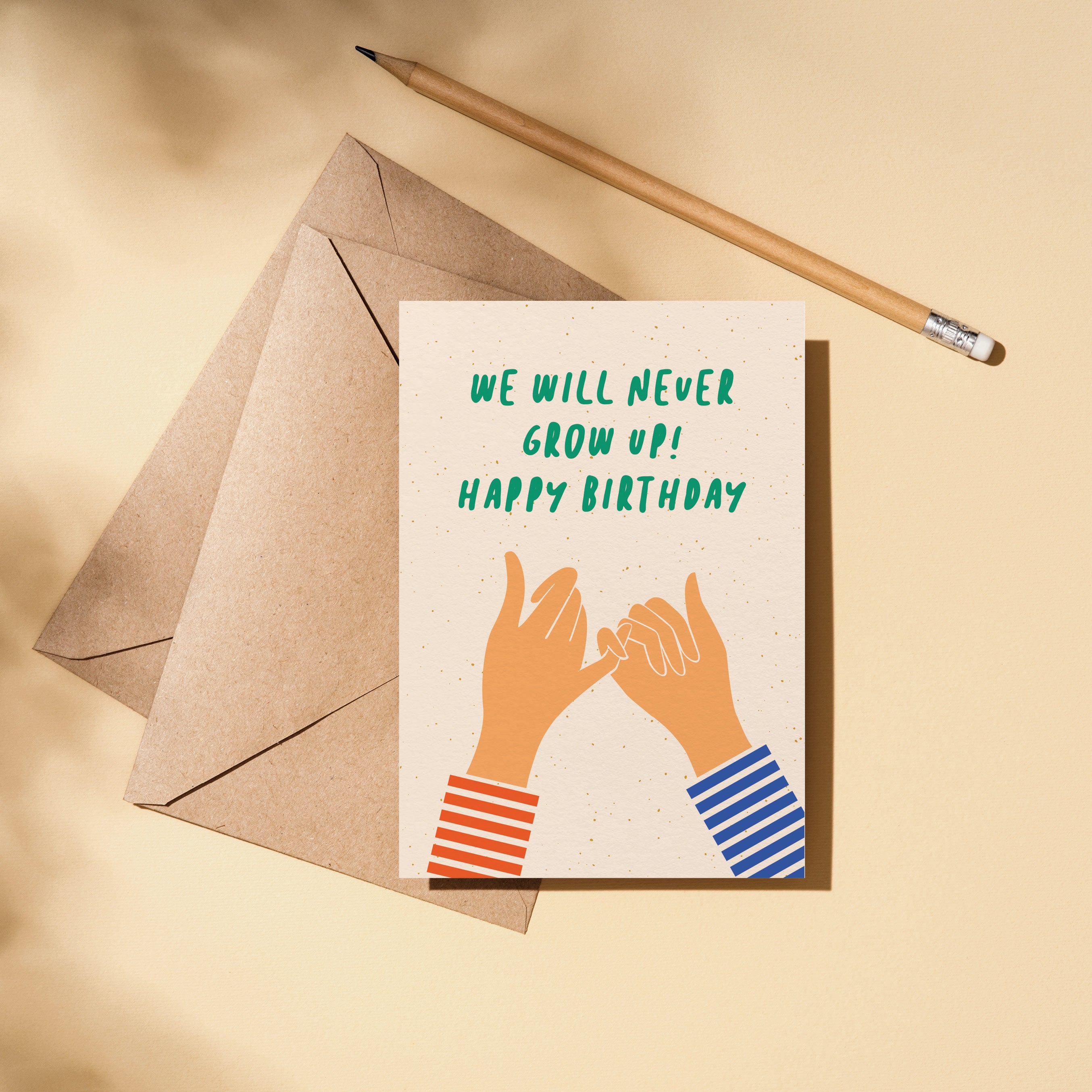 birthday card on an envelope with pencil