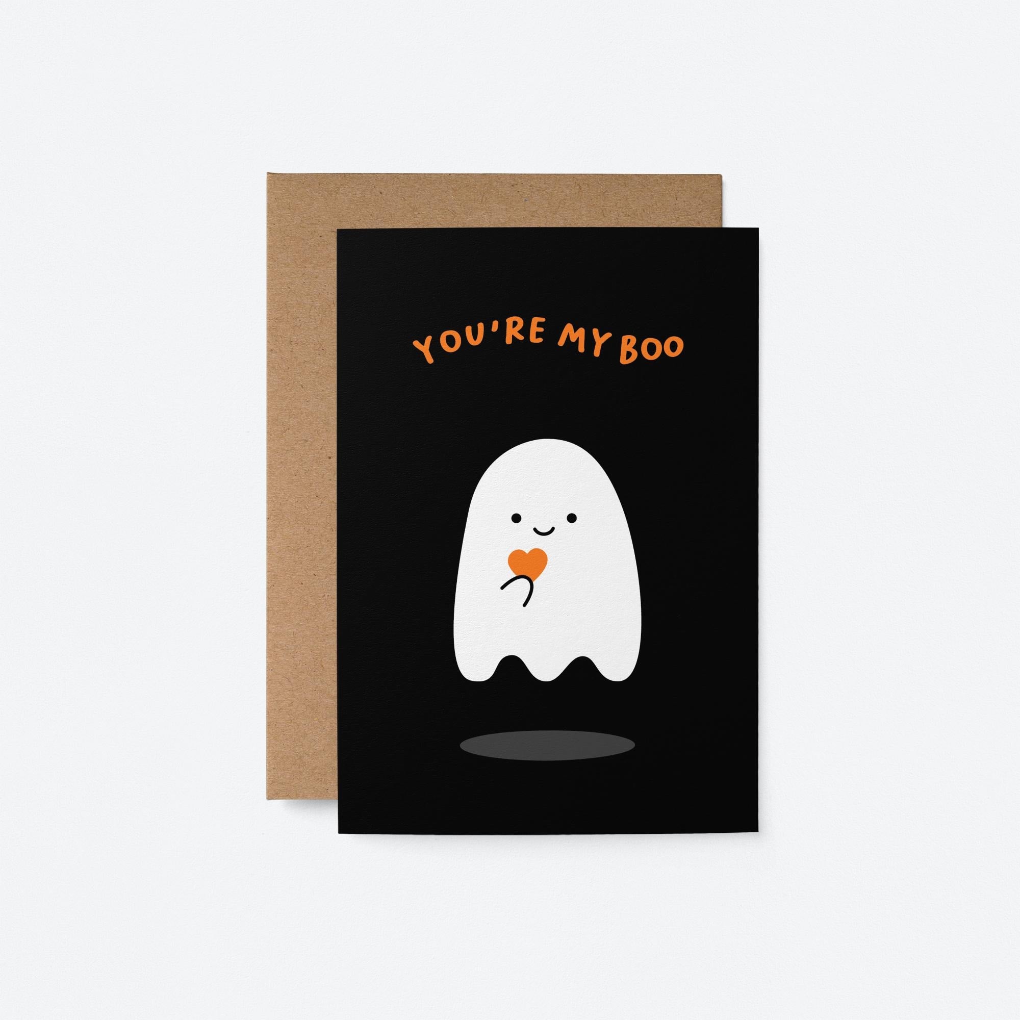 You&#39;re My Boo Halloween card with a charming ghost for Halloween romance.