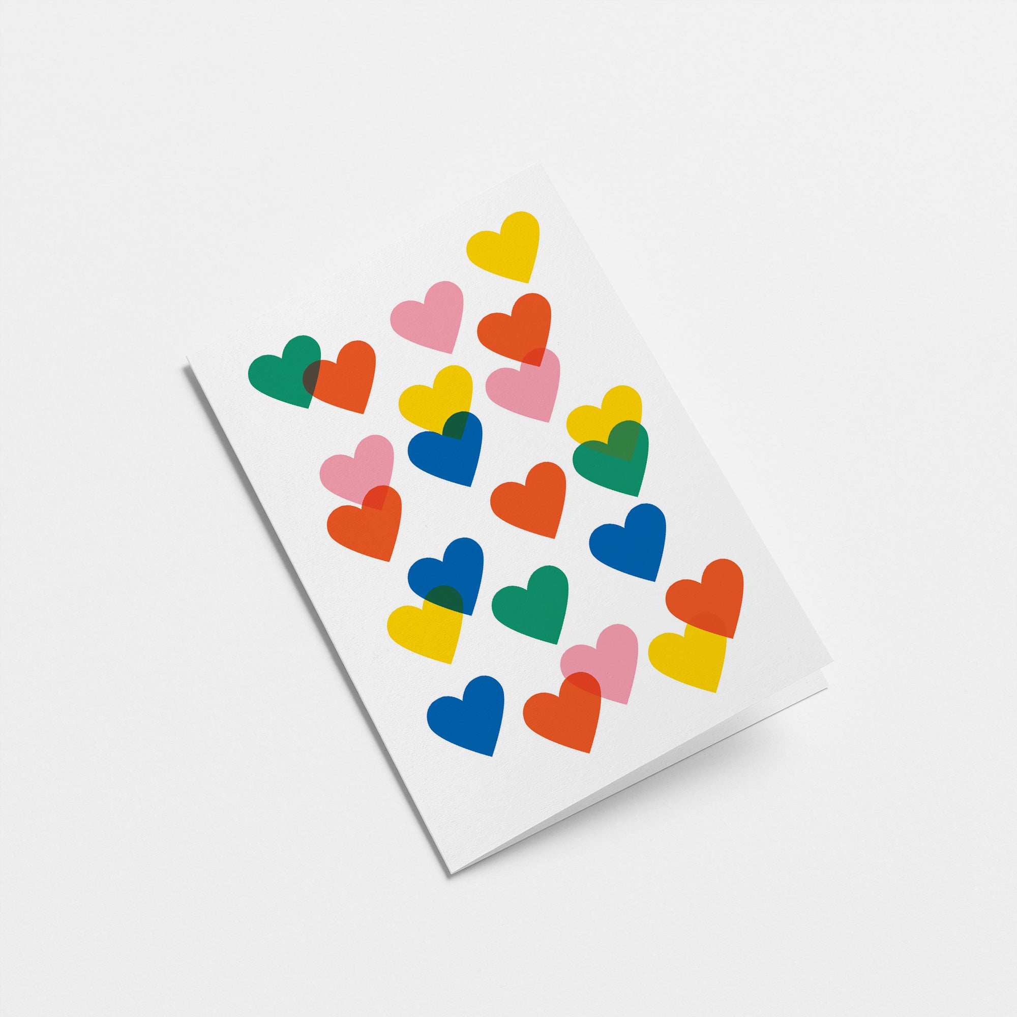 love card with colorful heart shapes