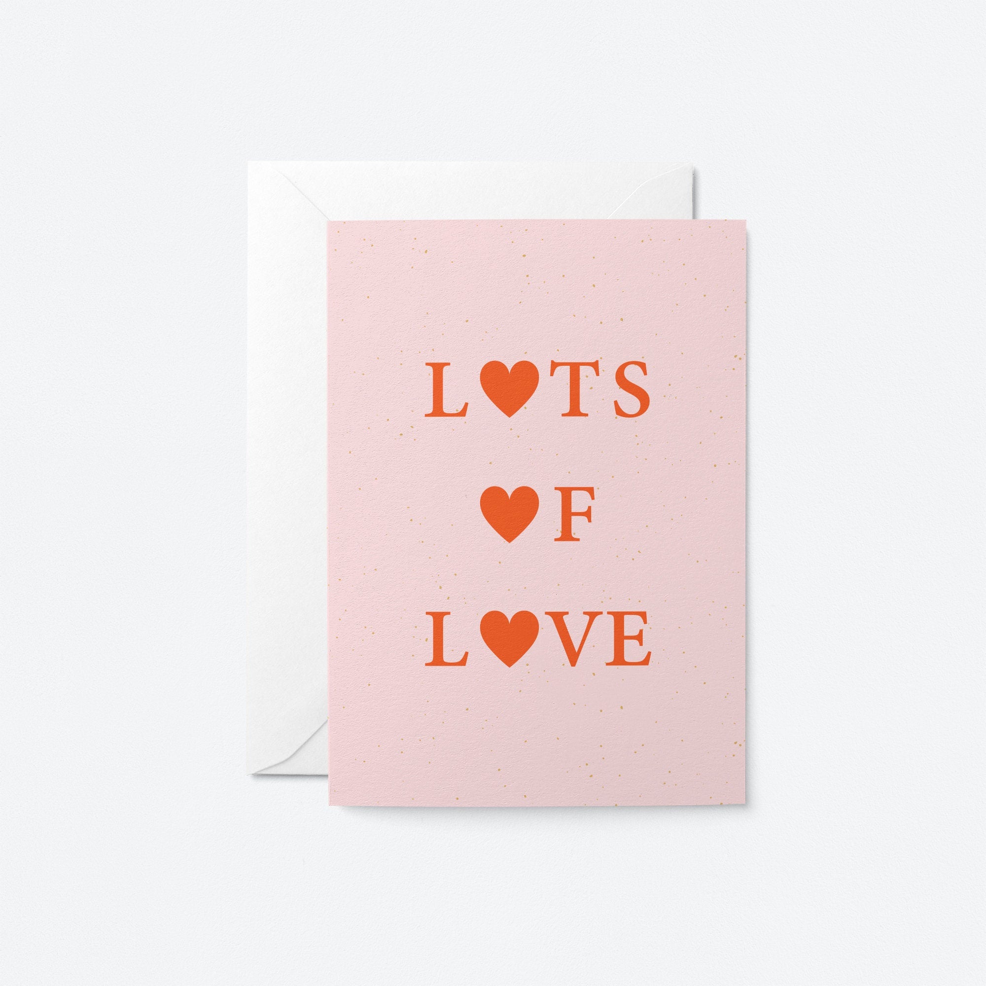 friendship card with 3 heart shapes and a text of lots of love