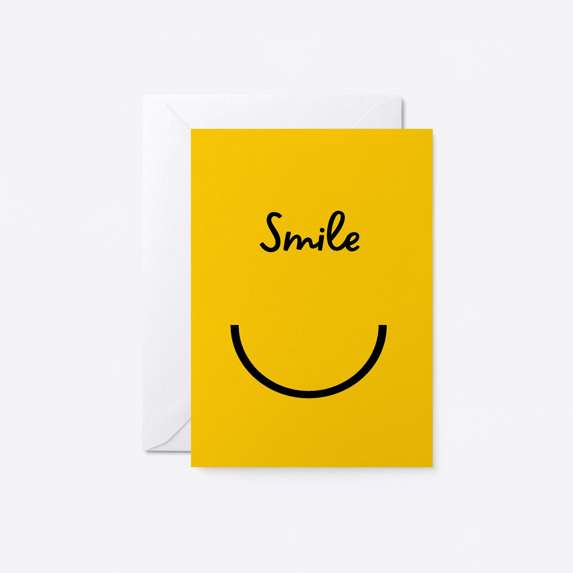 friendship card with smiley face with a text that says smile