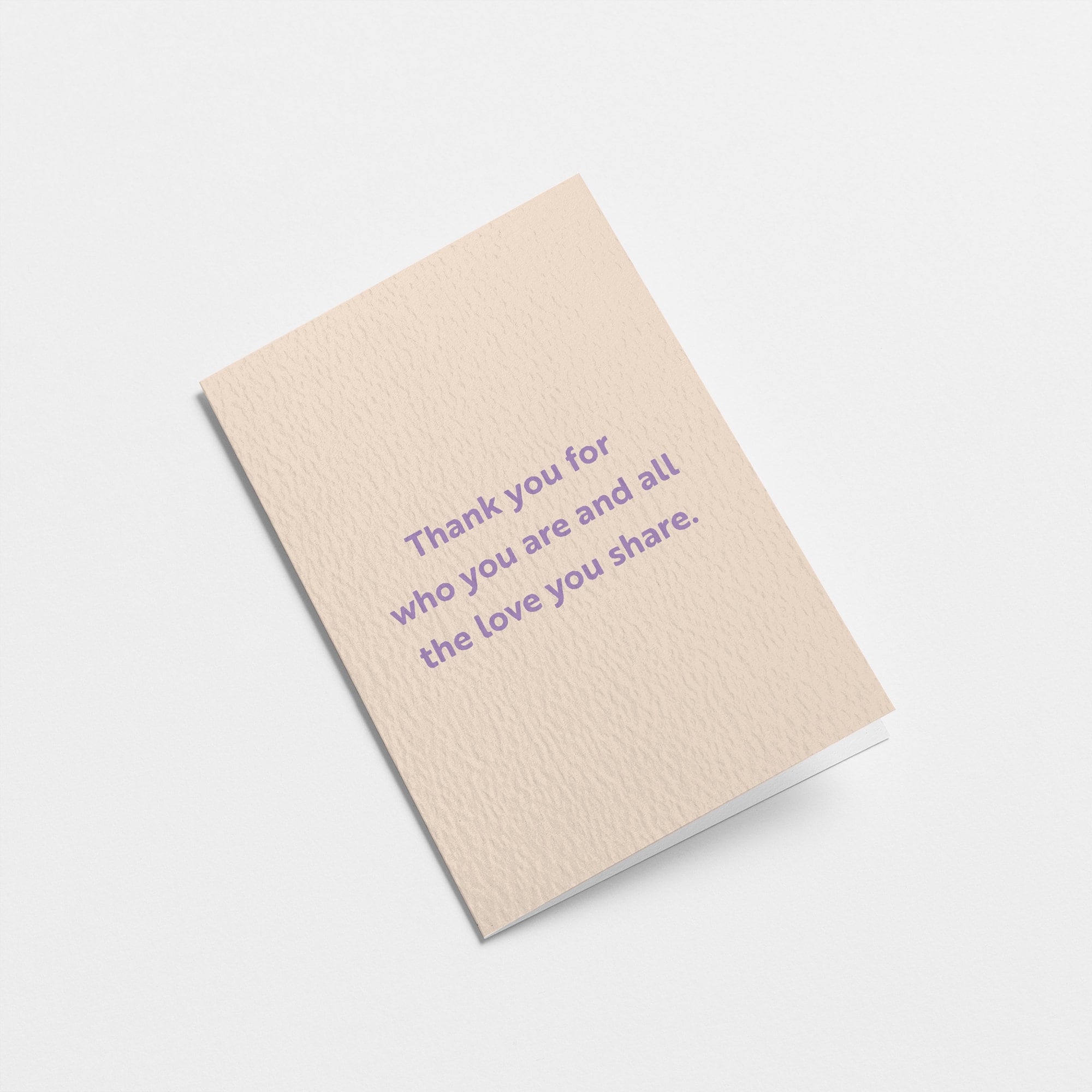 love card with a text that says thank you for who you are and all the love you share.