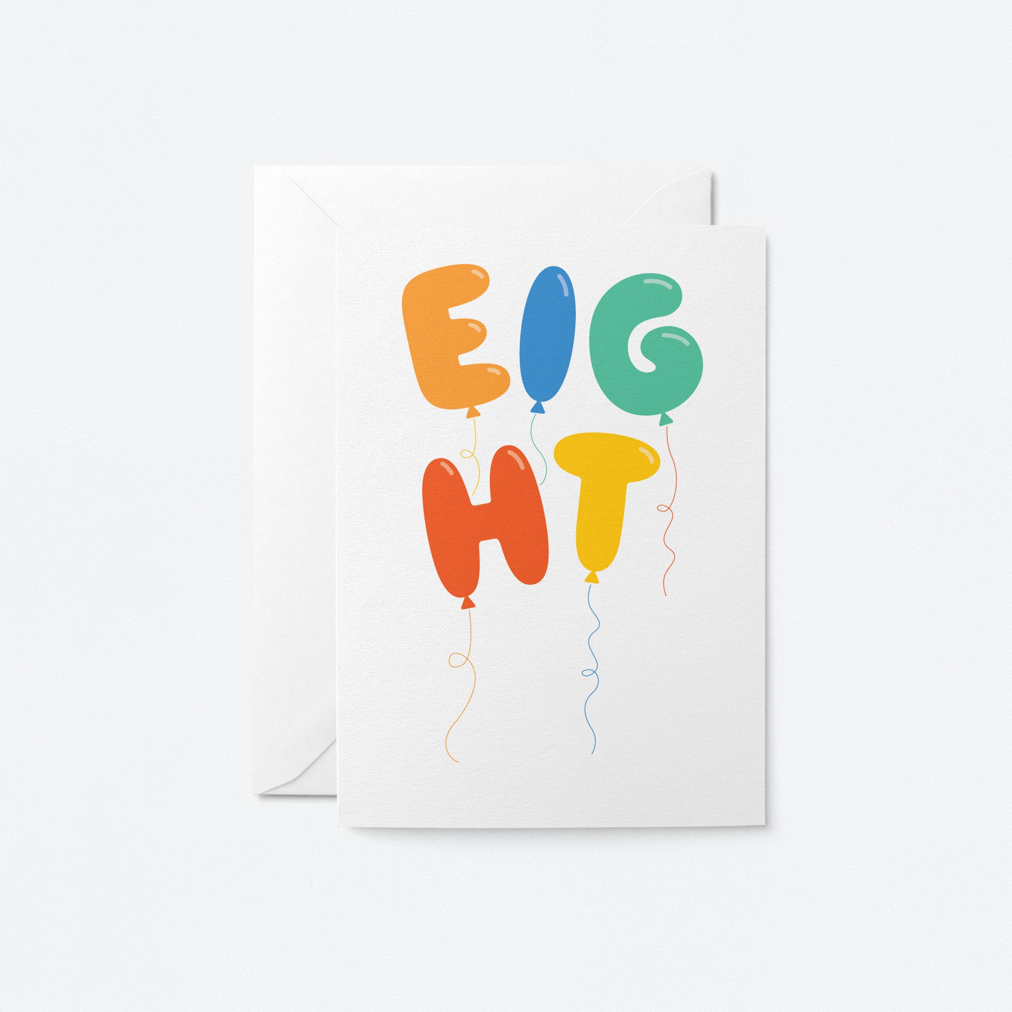 Eight - 8th Birthday card - Kids age card