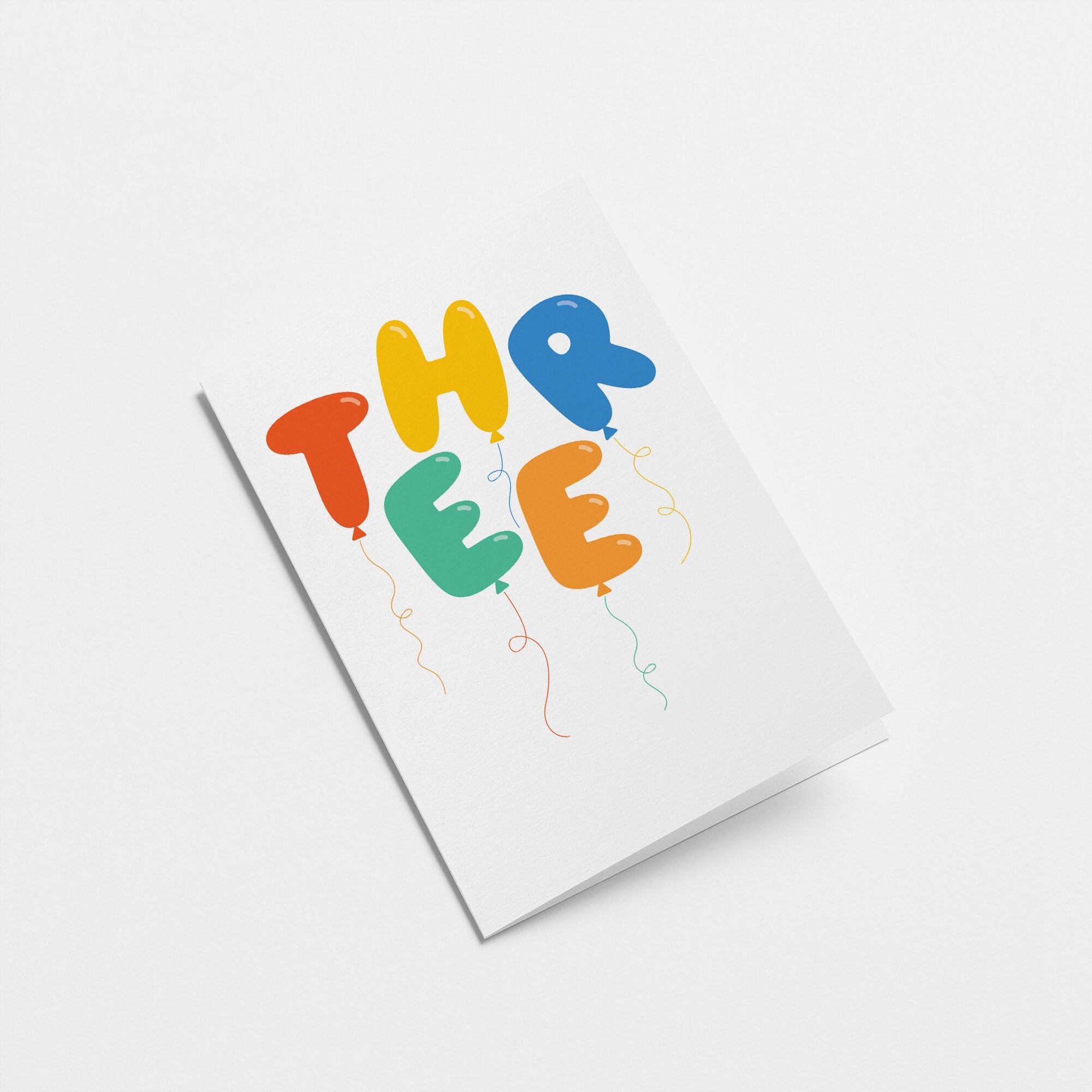 Three - 3rd Birthday card - Kids age card