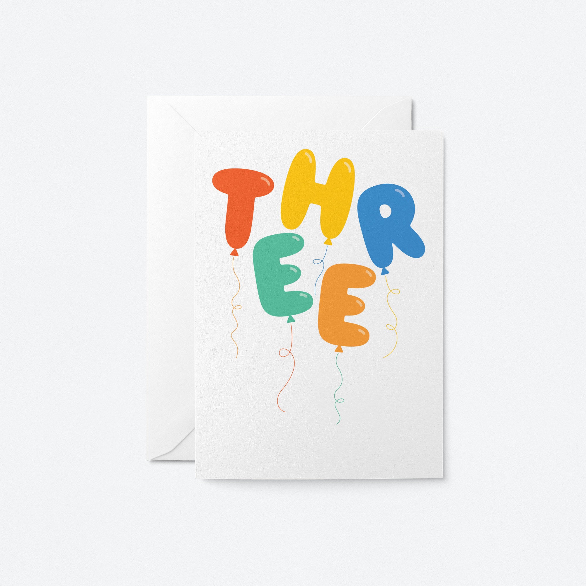 Three - 3rd Birthday card - Kids age card