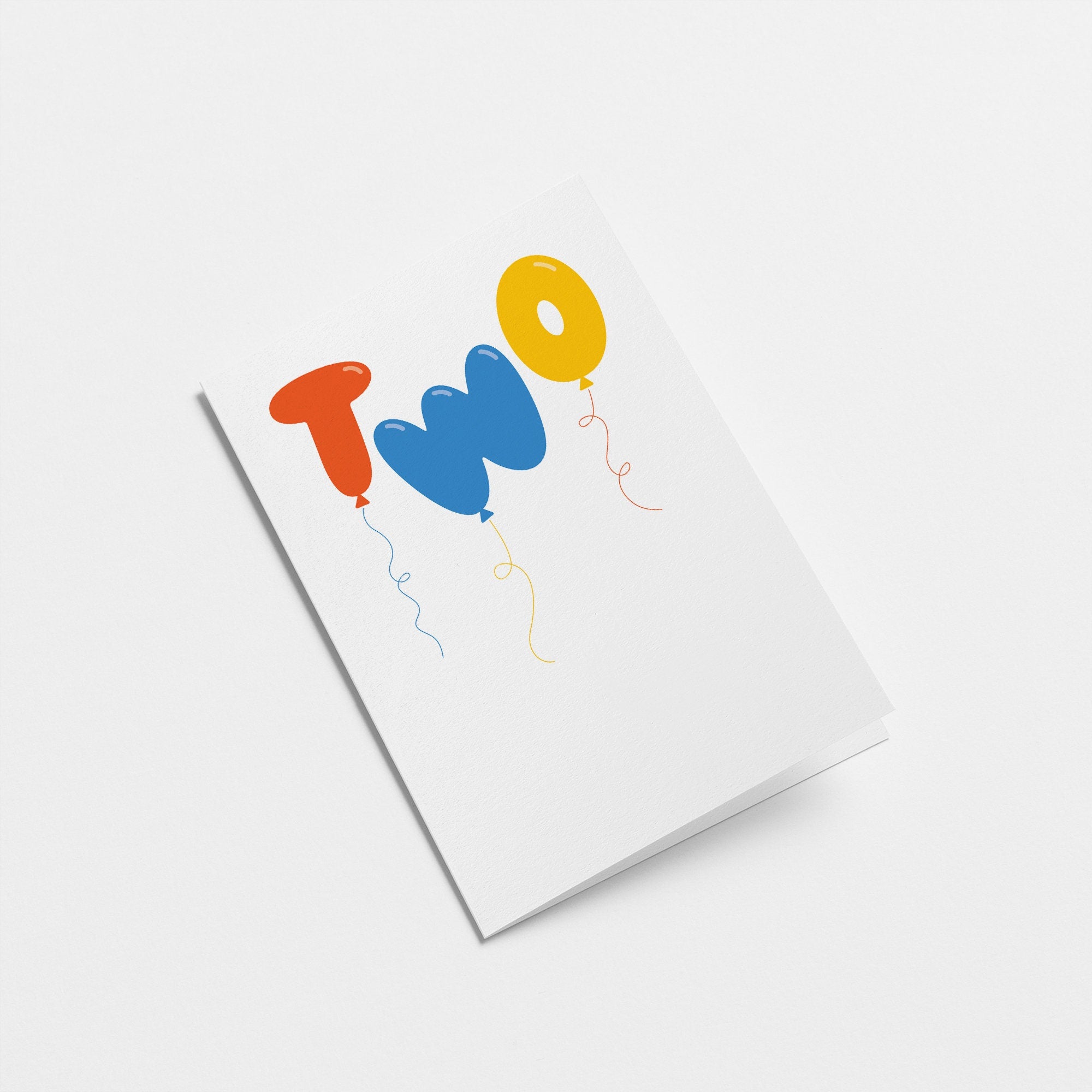 Two - 2nd Birthday card - Kids age card