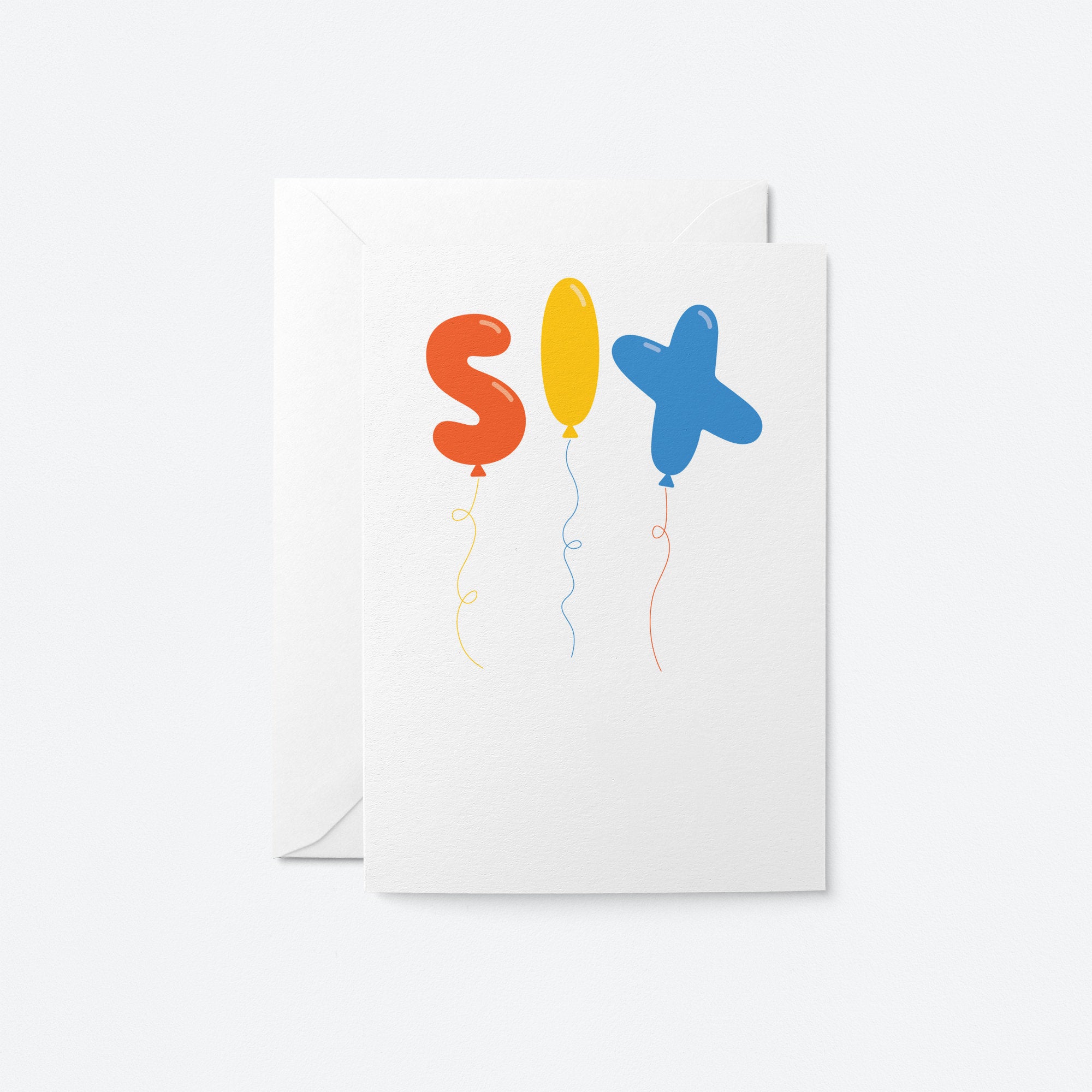 Six - 6th Birthday card - Kids birthday card