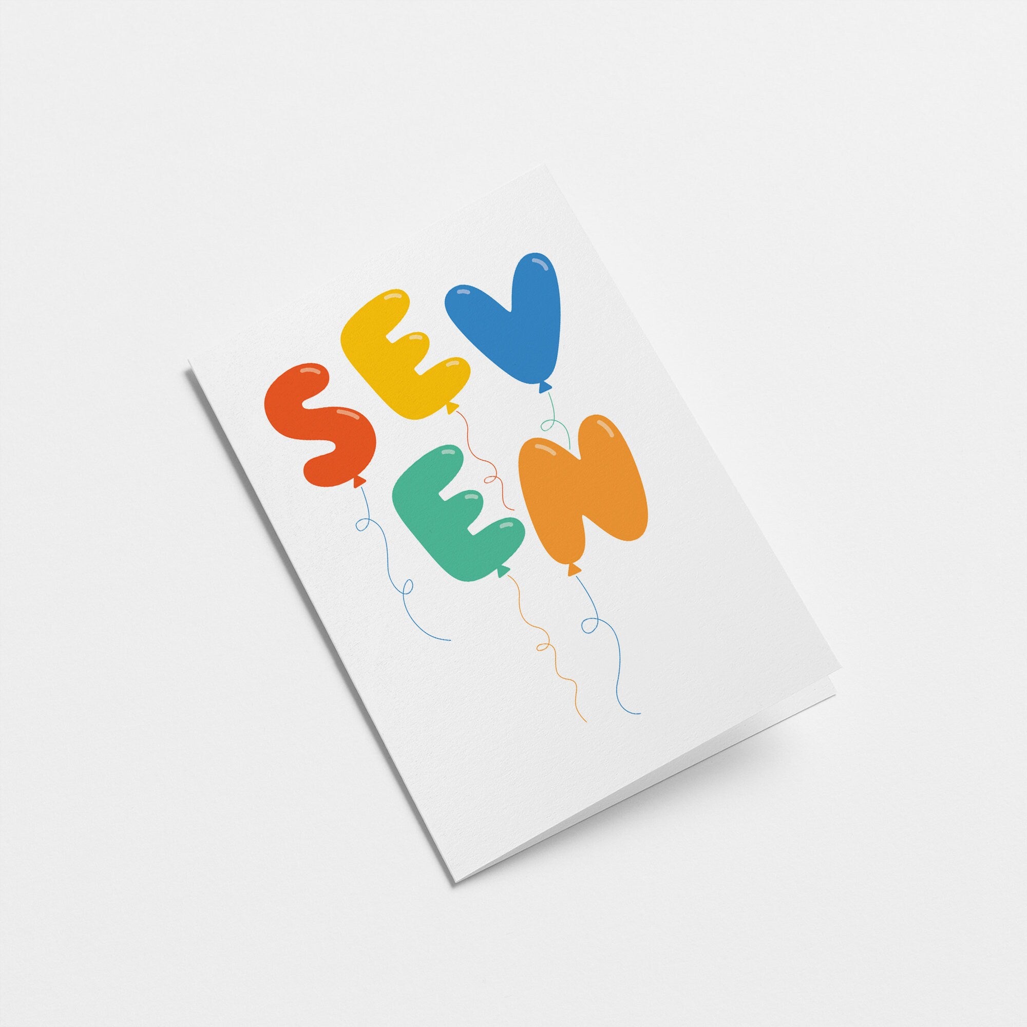 Seven - 7th Birthday card - Kids age card